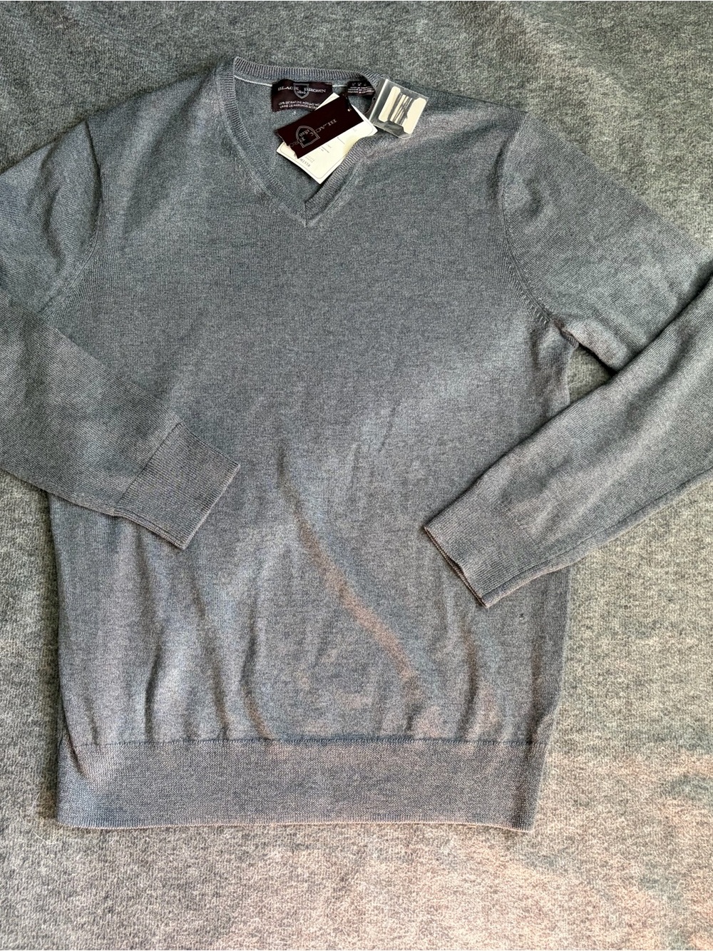 NEW! Black Brown 1826 100% Extra Fine Merino Wool Gray Knit Sweater Men's M